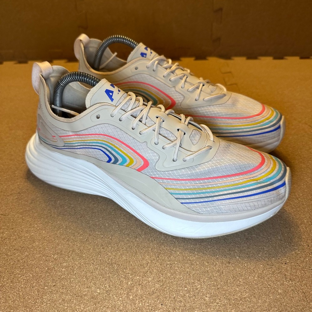 APL Streamline Running Shoes Womens 10.5 White Rainbow Stripe Athletic Sneakers